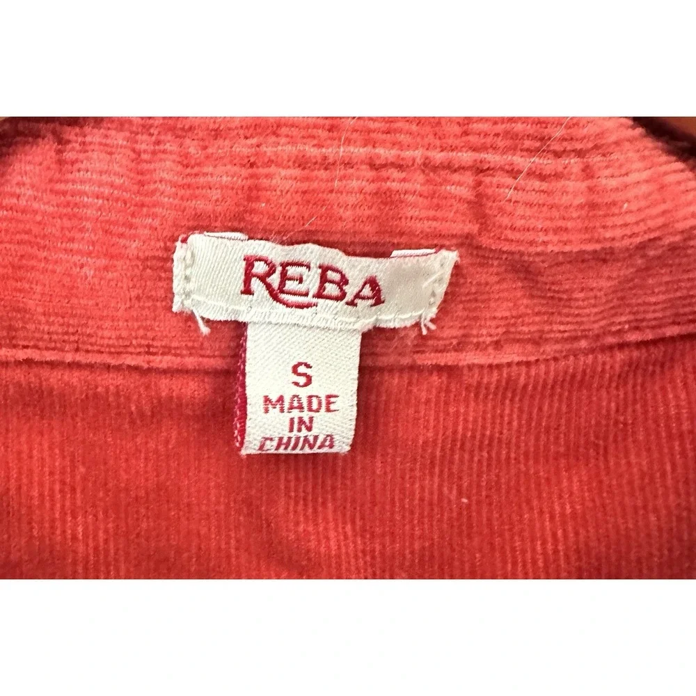 Reba Corduroy Top Shirt Cowgirl Western Fall Snaps Rust Orange Small - Picture 3 of 4
